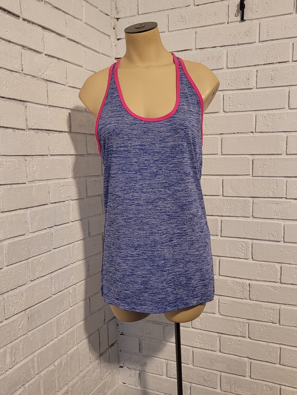 ​BCG Tru-Wick Women's Racerback Tank Top Size M Blue Pink Heathered Activewear
